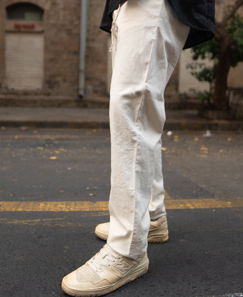 Cream Cotton Trousers