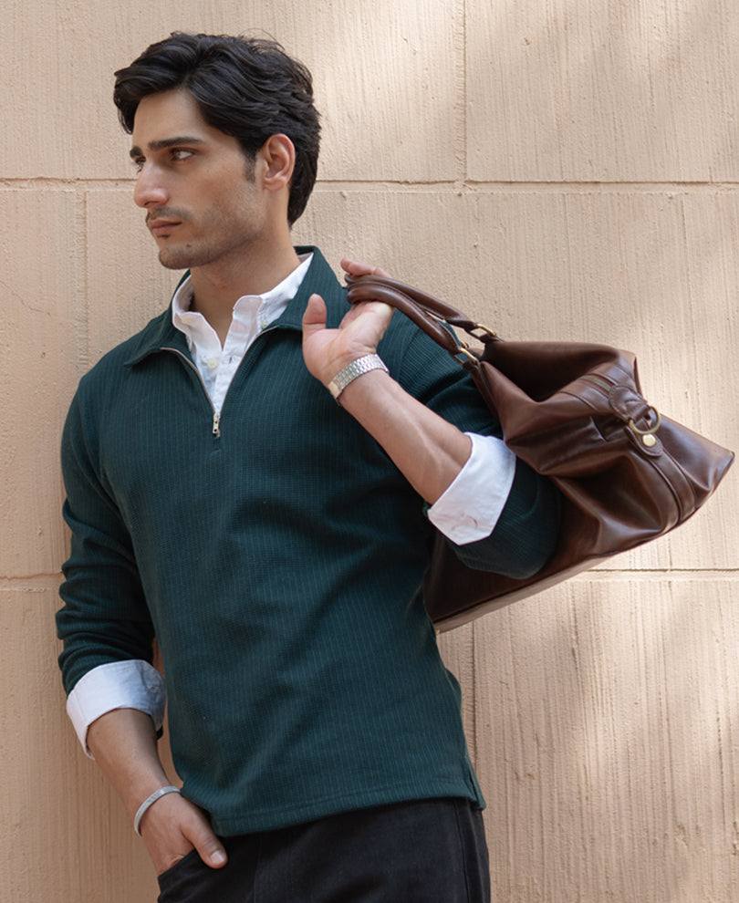 Pine Green Contrast Collar Polo T-Shirt.