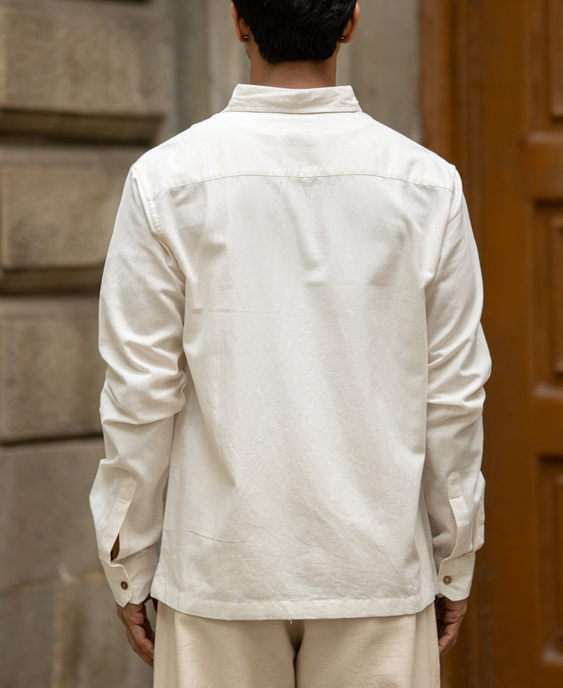 Light Beige Palm Embroidery Shirt.
