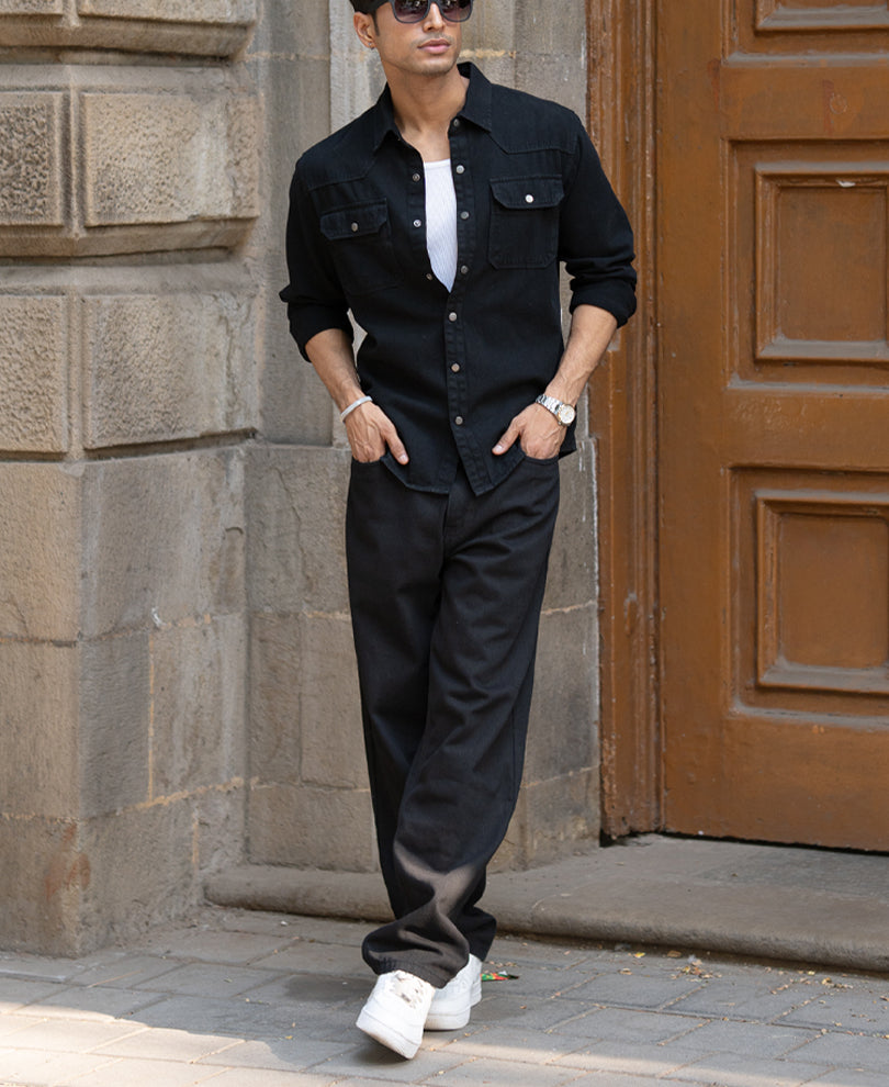Black Denim Oversized Shirt