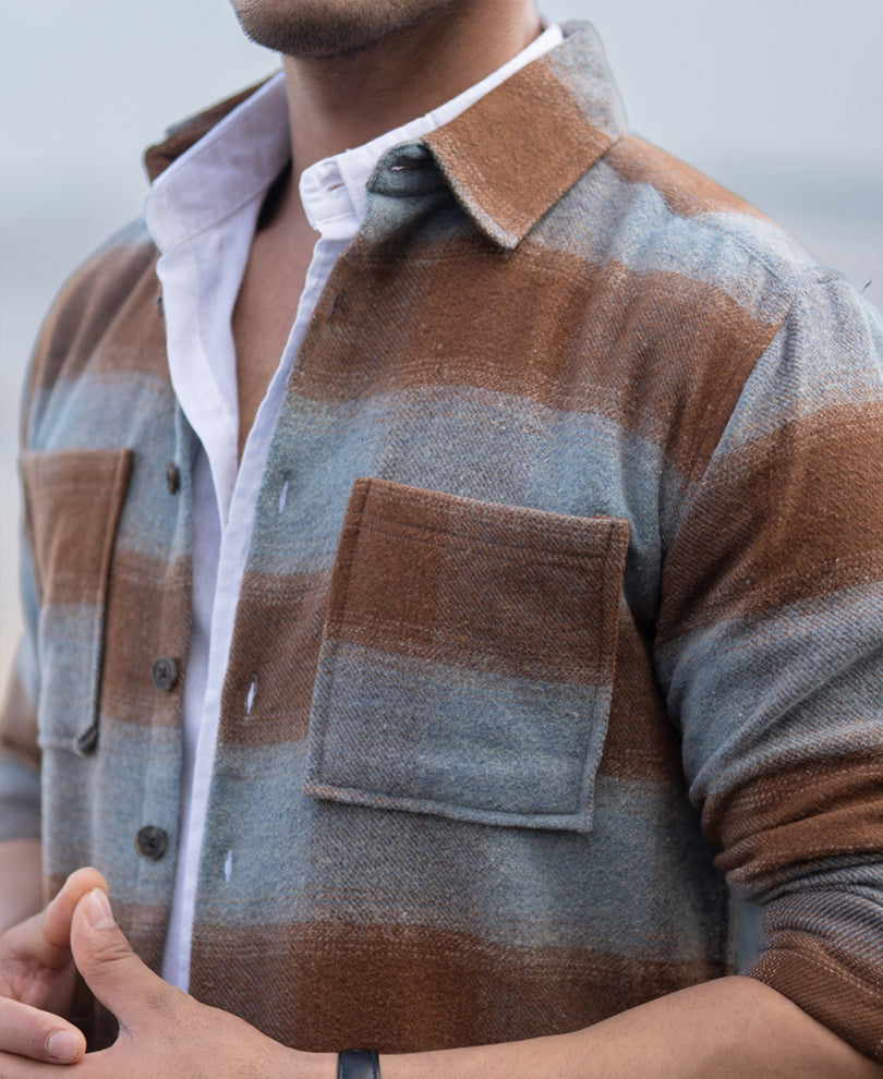 Brown Brushed Checks Shirt