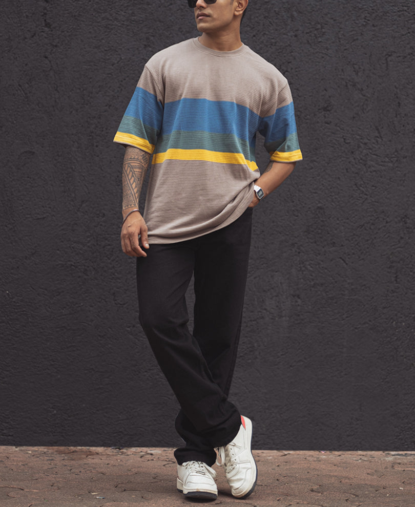 Multicolor Oversized Half Sleeves T Shirt