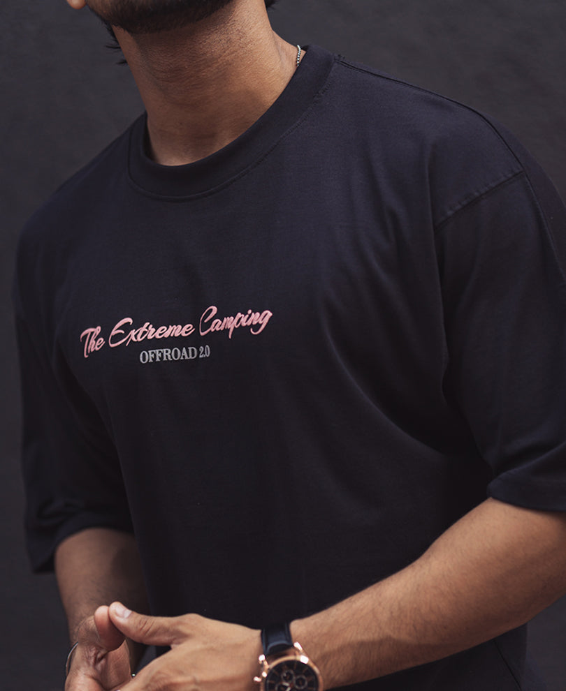 Black Oversized Back Printed Half Sleeves T Shirt