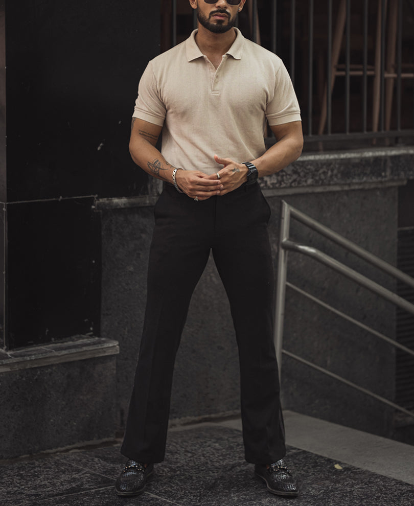 Beige Regular Fit Half SleevesÂ T-Shirt