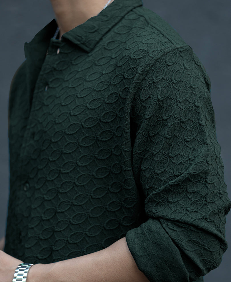Teal Blue Structured Full Sleeves Shirt