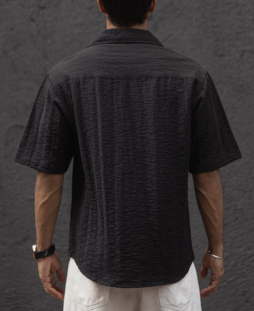 Black Structured Oversized Shirt