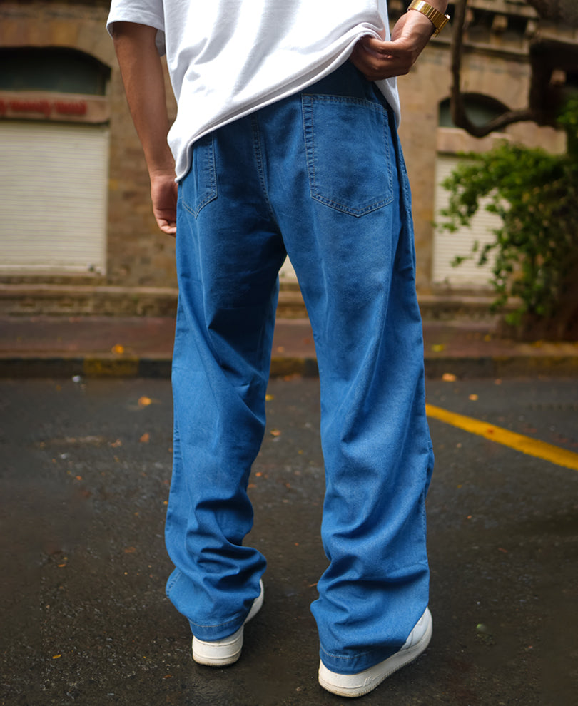 Light Blue Baggy Parachute Denim Pant