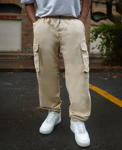Light Beige Baggy fit Parachute Pant