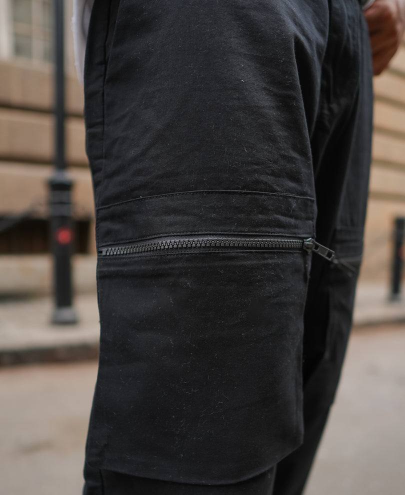 Black Baggy Fit Cargo Pocket Pant