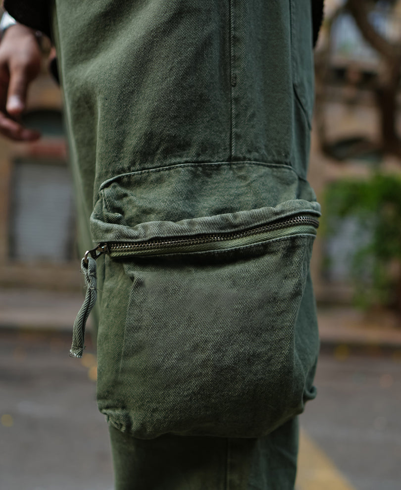 Green Baggy Fit Side Pocket Denim Jeans