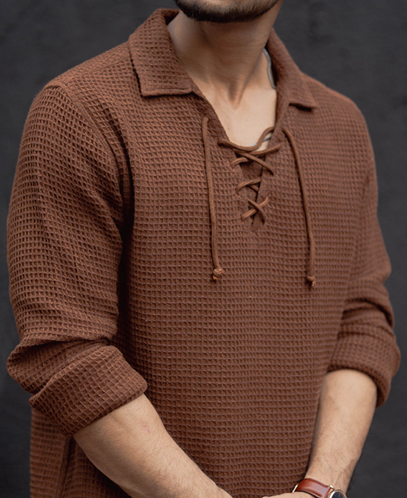 Brown Regular Fit Full Sleeves Shirt