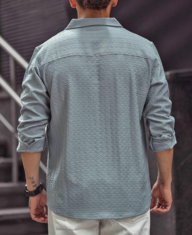Sky Grey Structured regular fit full sleeves shirt