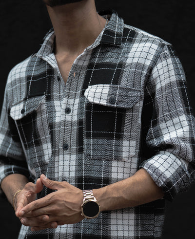 Black And White Checks Regular Fit Full Sleeves Shirt