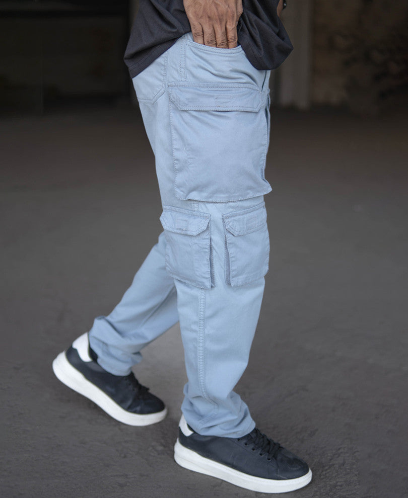 Sky Blue Baggy Fit Cargo Pant