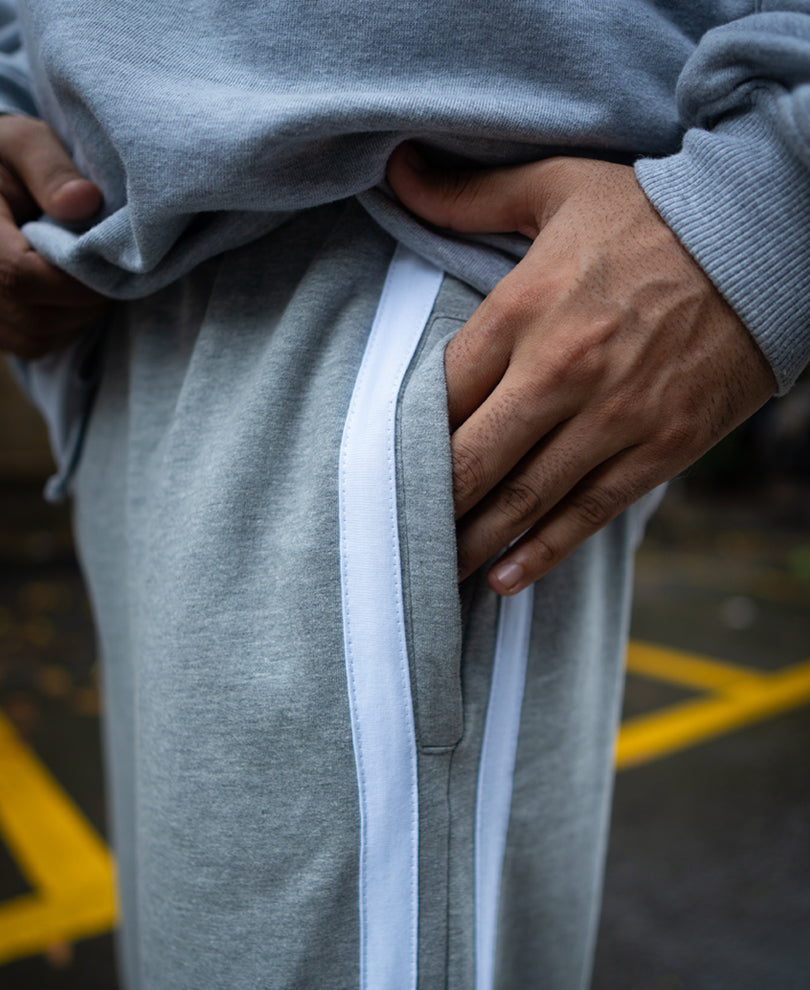 Grey Baggy Fit Sporty Casual Track Pant