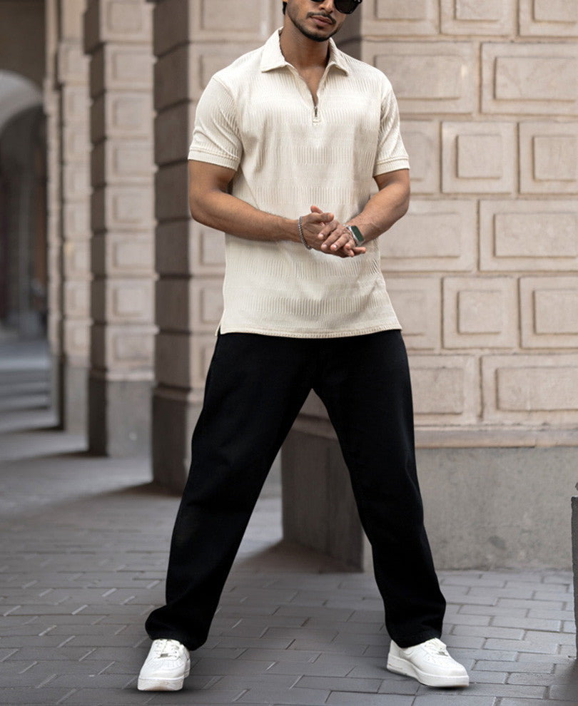 Off-White Half Sleeves Regular Fit T-Shirt