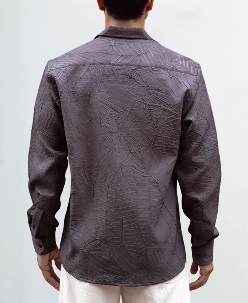 Dark Grey Regular Fit Full Sleeves Shirt.