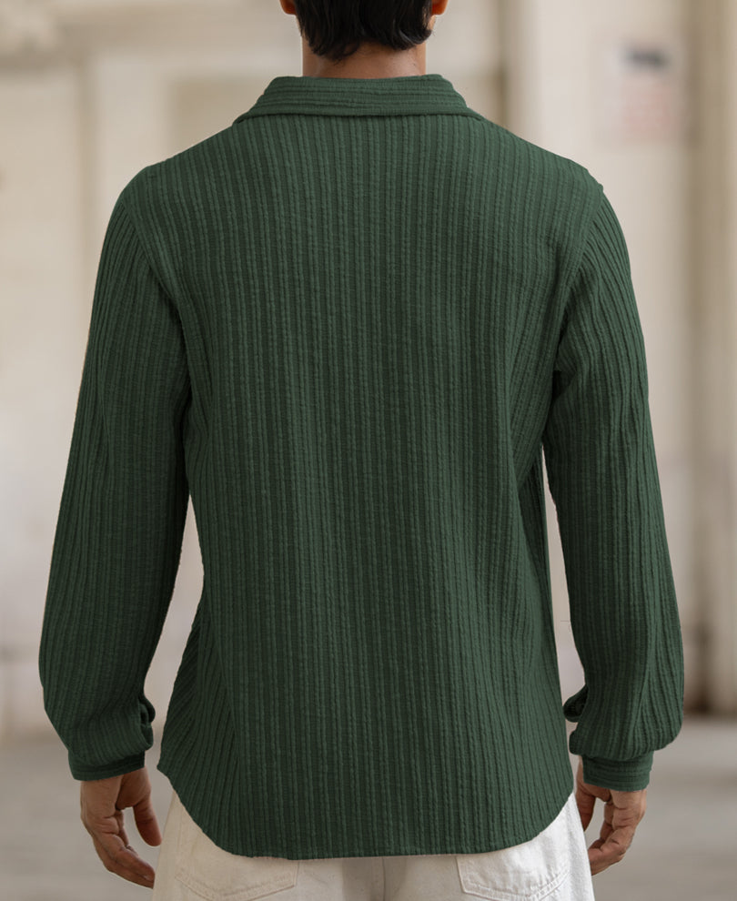 Green Structured Stripe Shirt