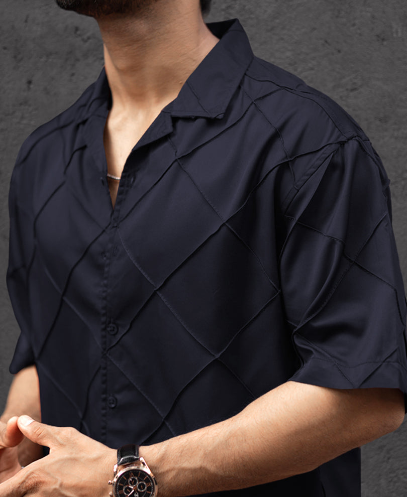 Navy Blue Oversized Half Sleeves Shirt
