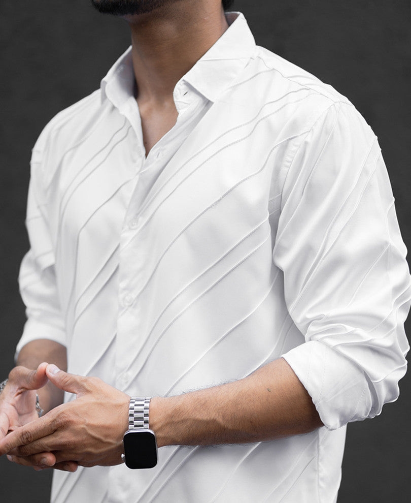 White Regular Fit Structured Shirt