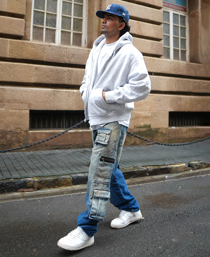 Blue Baggy Fit Cargo Denimã‚Â Jeans