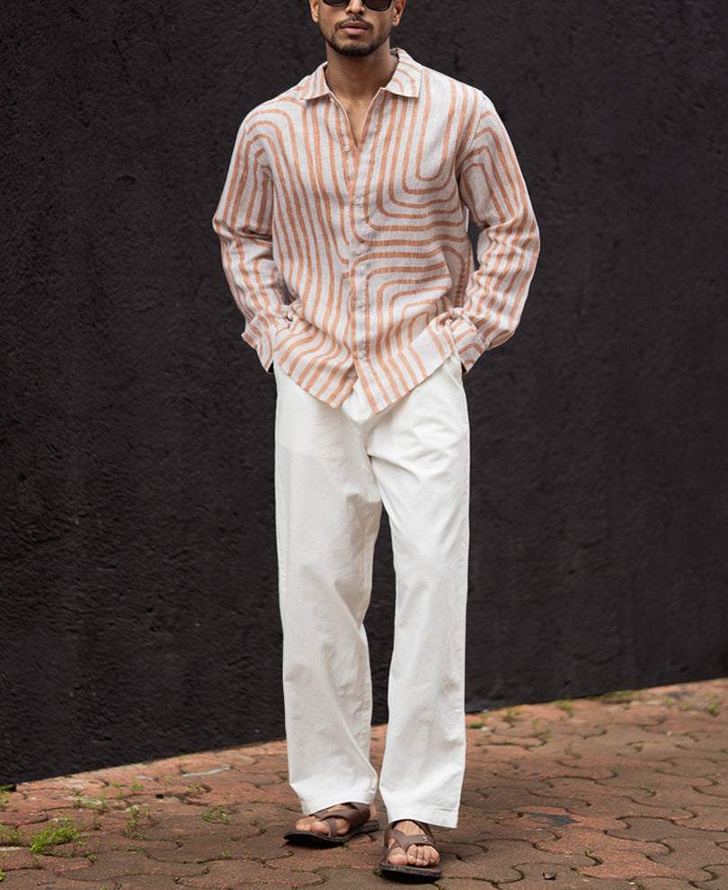 Rust Brown Regular Fit Full Sleeves Shirt