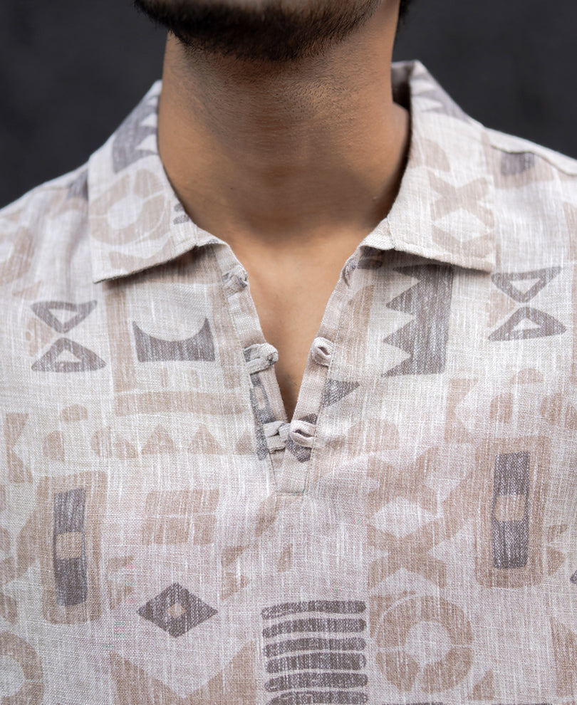 Printed Multi Colour Regular Fit Kurta Style Shirt