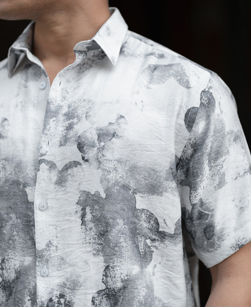 Grey Regular Fit Half Sleeves Shirt