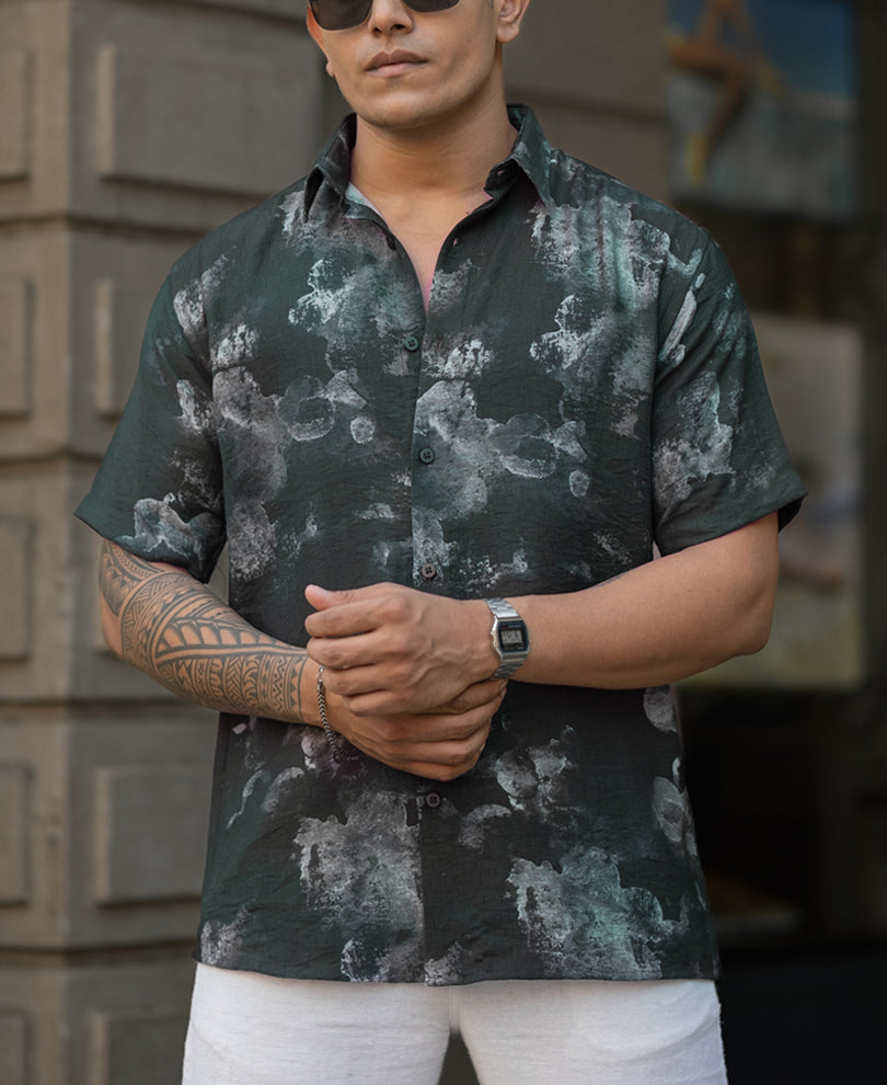 Black Regular Fit Half Sleeves Shirt