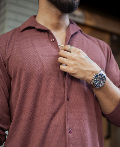 Wine Regular Fit Plain Full Sleeves Shirt
