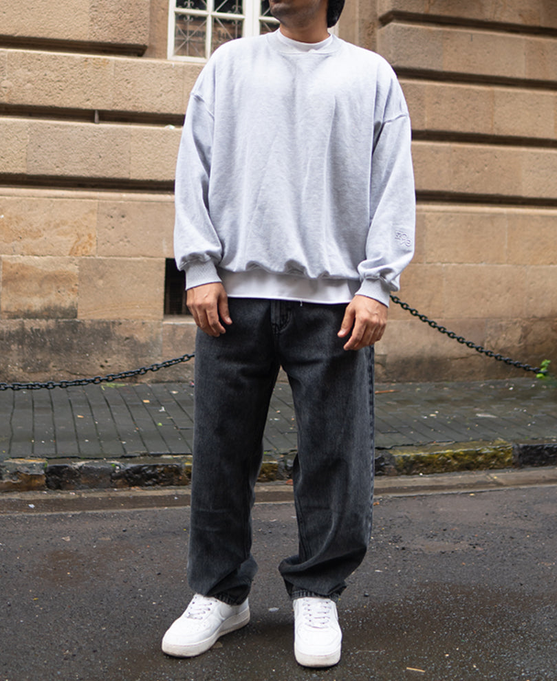 Charcoal Black Basic Baggy Fit Denim Jeans