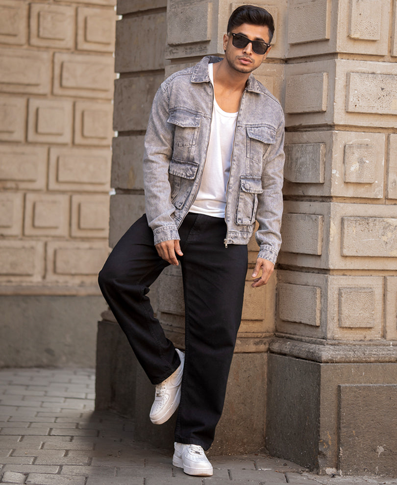 Grey Utility Denim Jacket
