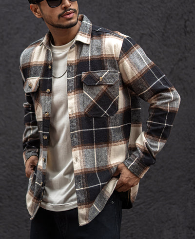 Multicolour Regular Fit Full Sleeves Shirt With Double Pocket