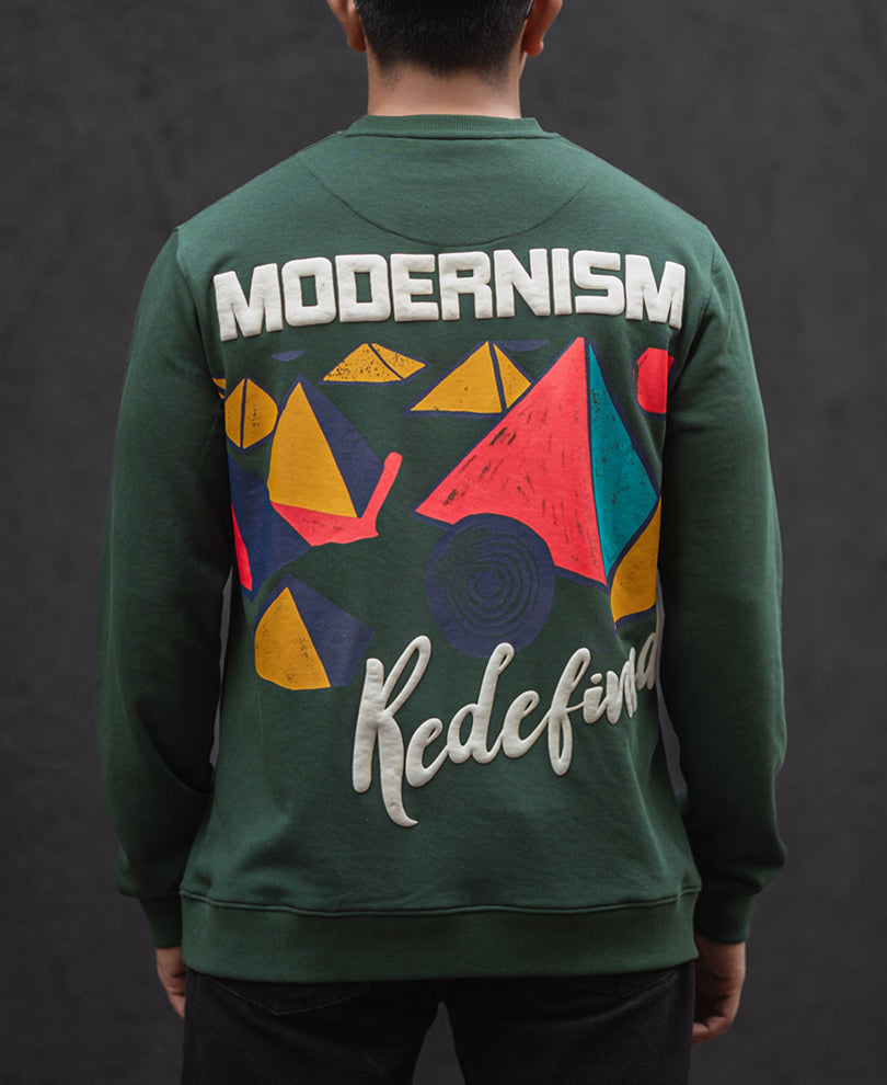 Green Regular Fit Full Sleeves Printed T-Shirt