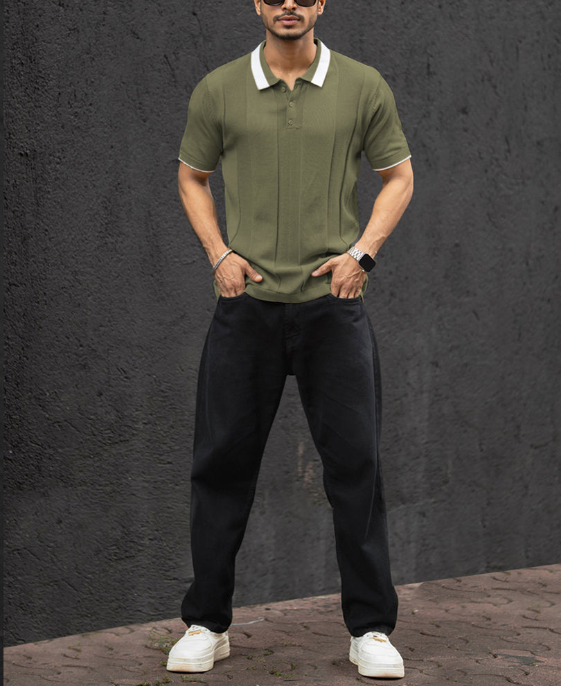 Green Regular Fit Half Sleeves T-Shirt