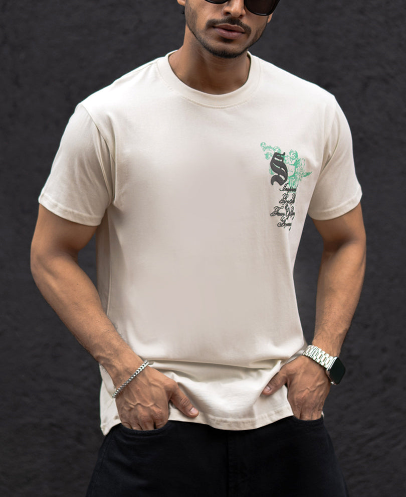 Off-White Printed Regular Fit Half Sleeves T-Shirt