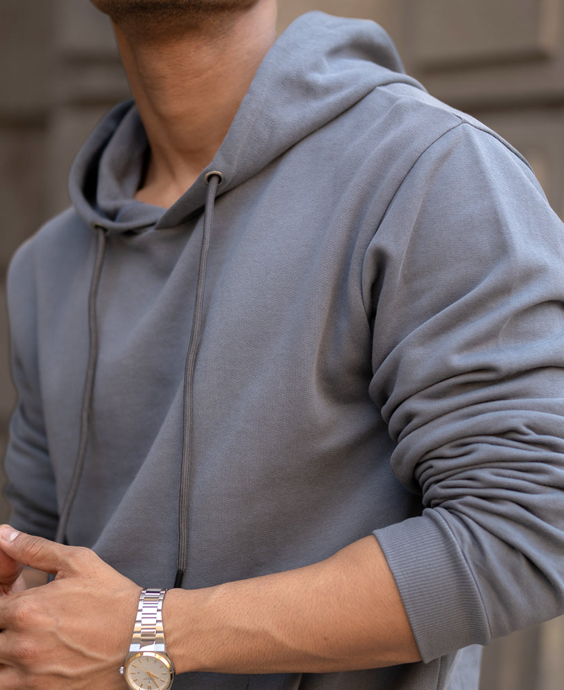 Steal Grey Regular Fit Hoodie Style Sweatshirt