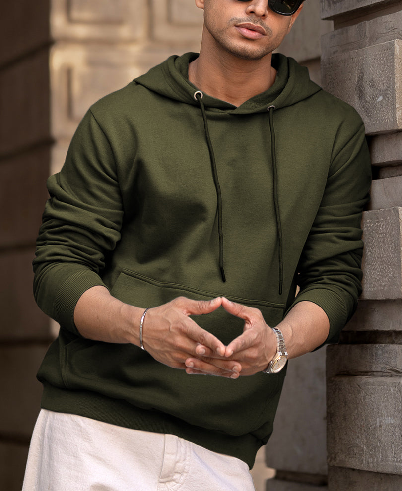 Olive Regular Fit Hoodie Style Sweatshirt