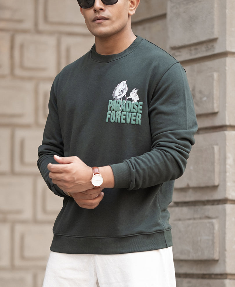 Olive Paradise Printed SweaT-Shirt