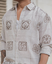 Green Embroidered Natural Shirt