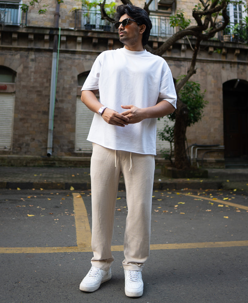 Light Beige Regular Fit Track Pant