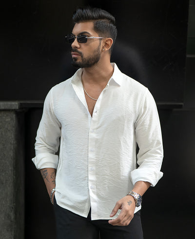 White Full Sleeves Regular Fit Shirt