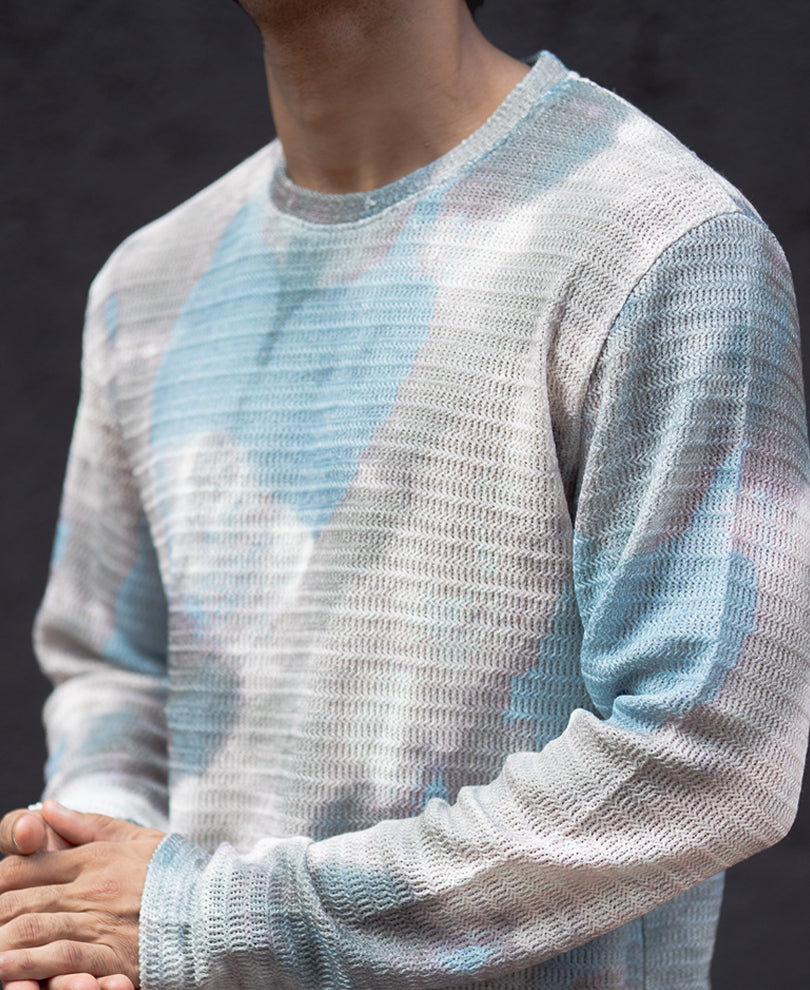 Multicolour Tie Dye Print Regular Fit Full Sleeves T-Shirt