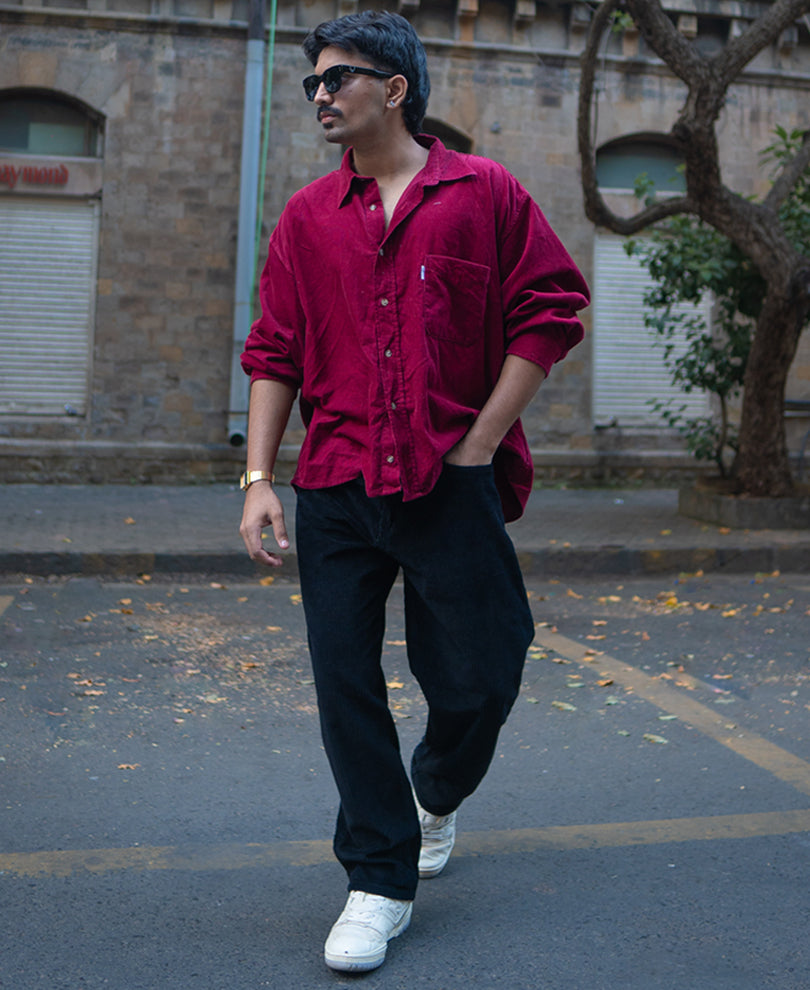 Black Corduroy Baggy Fit Pant