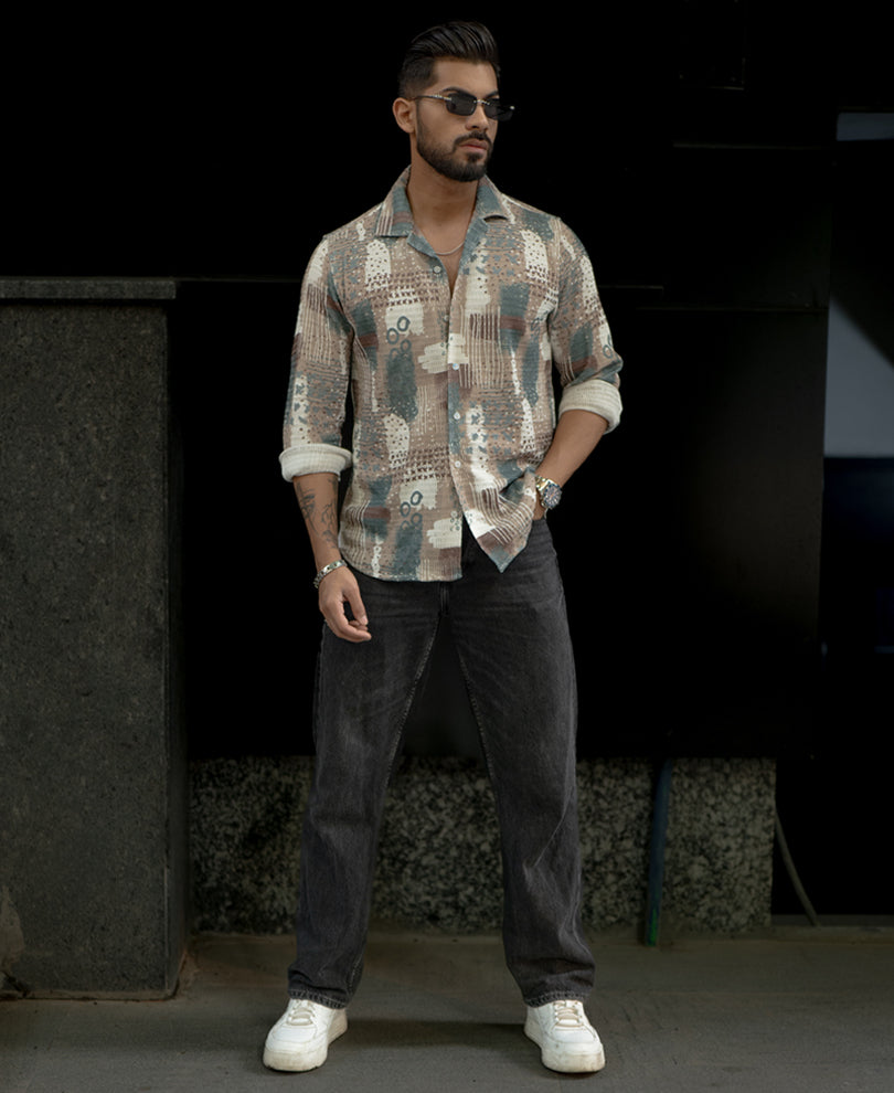 Multi Colour Printed Regular Fit Full Sleeves Shirt