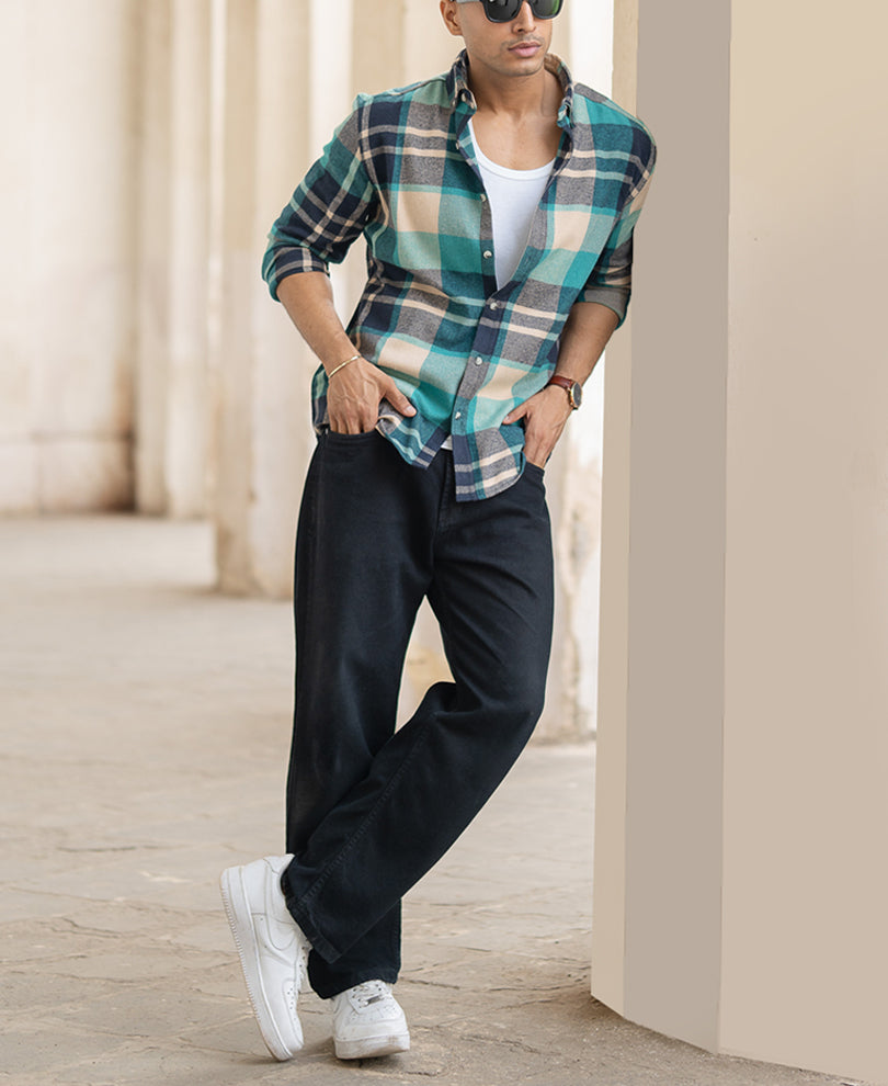 Navy-Teal Checks Shirt