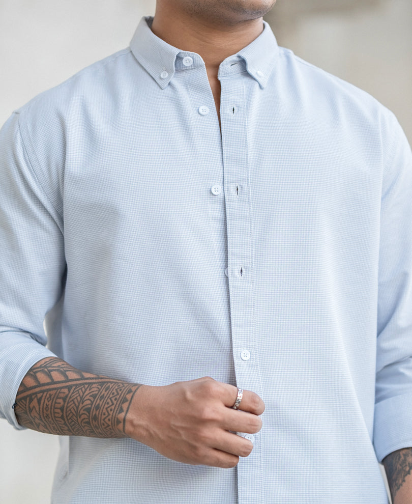 Sky Blue Micro Check Shirt