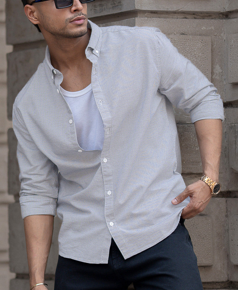 Grey Micro Checks Shirt