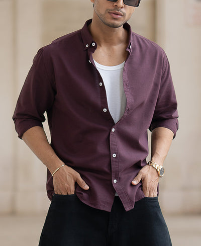 Wine Micro Checks Shirt