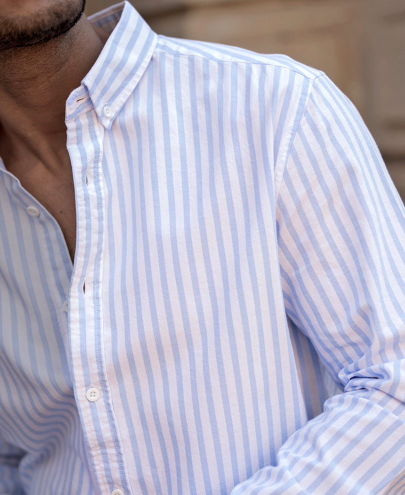 Blue Striped Oxford Shirt